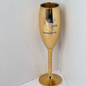 Vintage Chautauqua Local 807 Gold Stemmed Champagne Glass